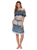 Paisley print skirt with a tasseled front tie, front view