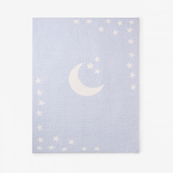 Pale Blue Celestial Feather Knit Baby Blanket