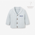 Pale Blue Horseshoe Cable Knit Baby Cardigan