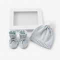 Pale Blue Knit Hat & Booties Gift Set