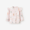 Pale Pink Flutter Sleeve Seaside Safari Baby Rash Guard