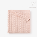 Pale Pink Horseshoe Cable Knit Baby Blanket