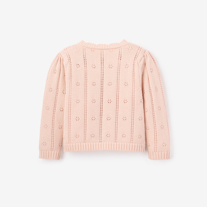 Pale Pink Pointelle Knit Baby Cardigan