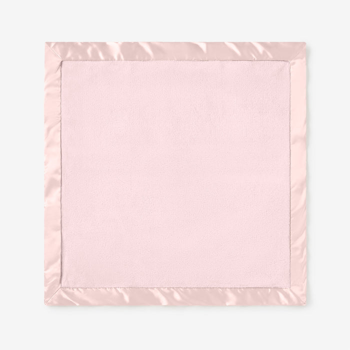 Pale Pink Satin Trim Flannel Fleece Baby Security Blanket