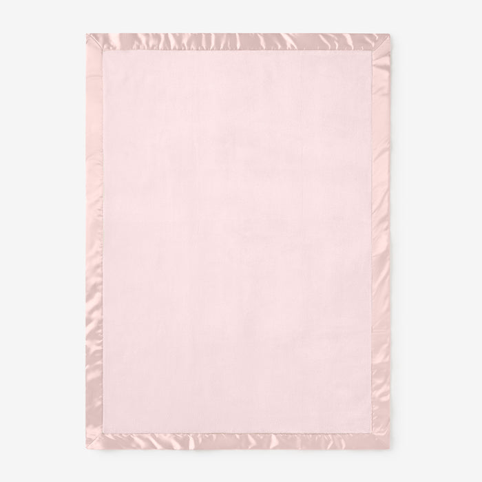 Pale Pink Satin Trim Flannel Fleece Baby Stroller Blanket