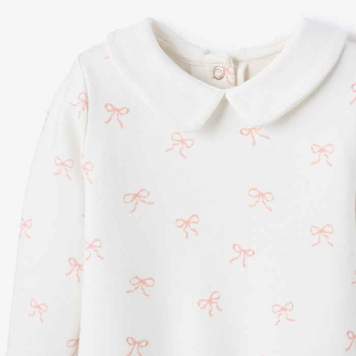 Pink Bow Double Knit Peter Pan Collar Jumpsuit