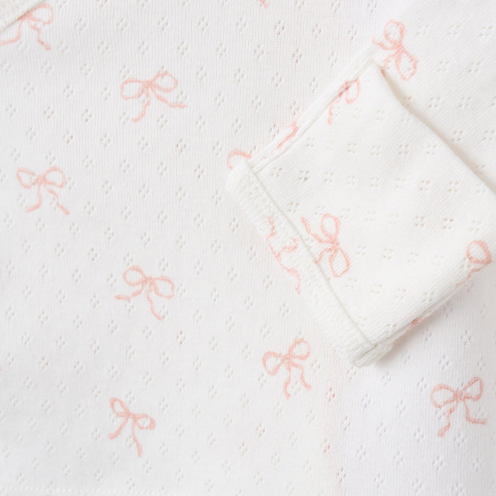 Pink Bow Organic Cotton Pointelle 3pc Bag Set