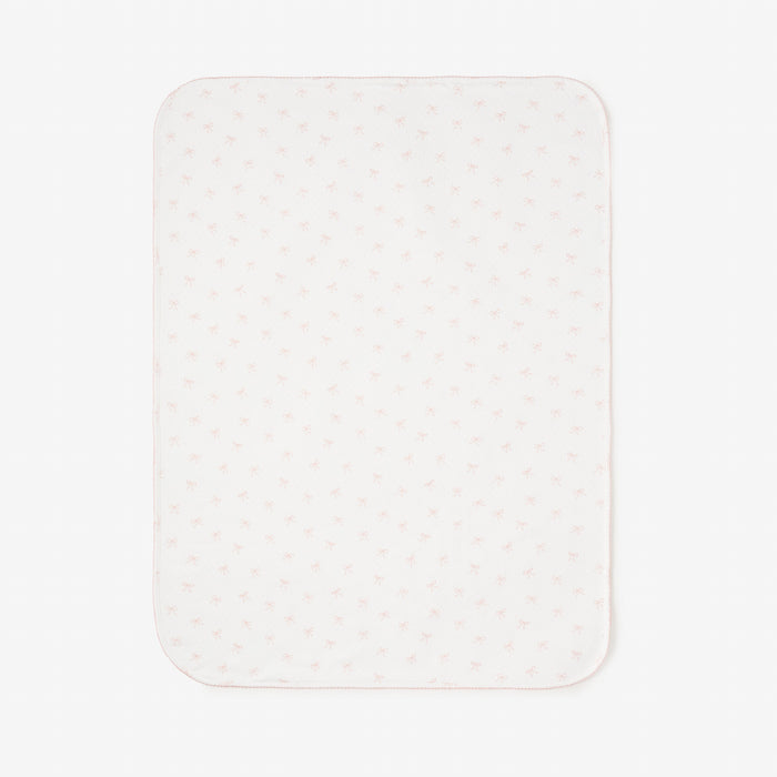 Pink Bow Print Organic Double Layer Swaddle Blanket