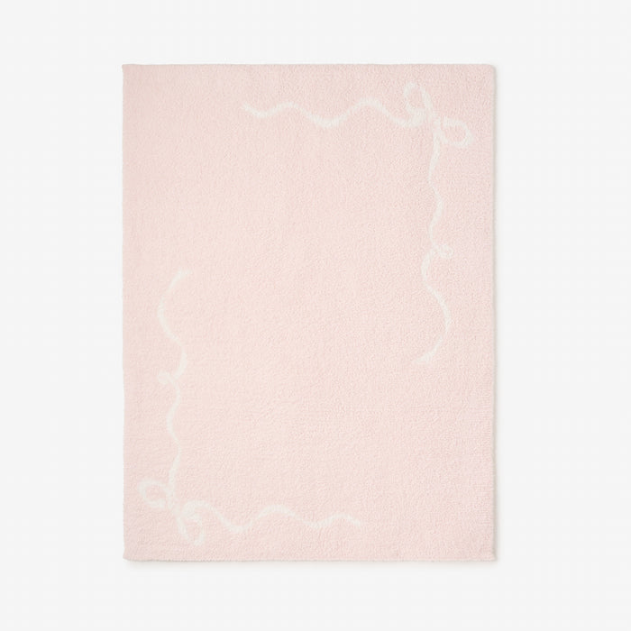 Pink Bows Feather Knit Baby Blanket