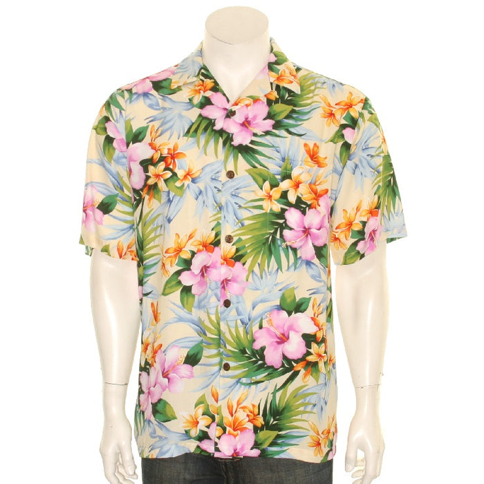 Pink Hibiscus Rayon Mens Aloha Shirt