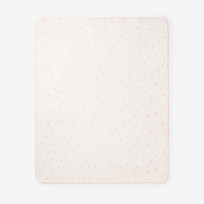 Pink Swan Print Organic Cotton Pointelle Baby Blanket