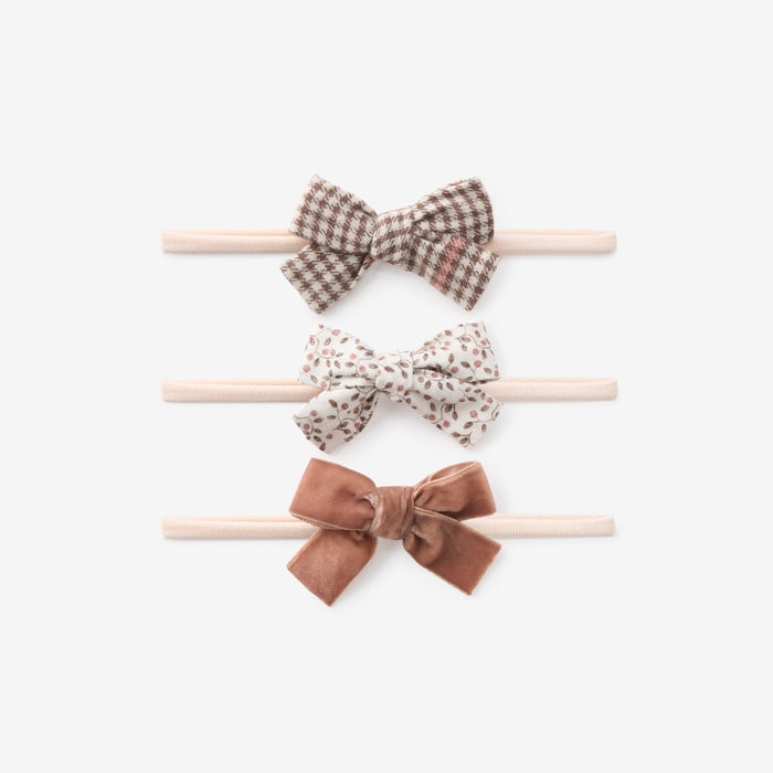 Plaid, Berry, & Velvet Bow Headband Set 3 pk