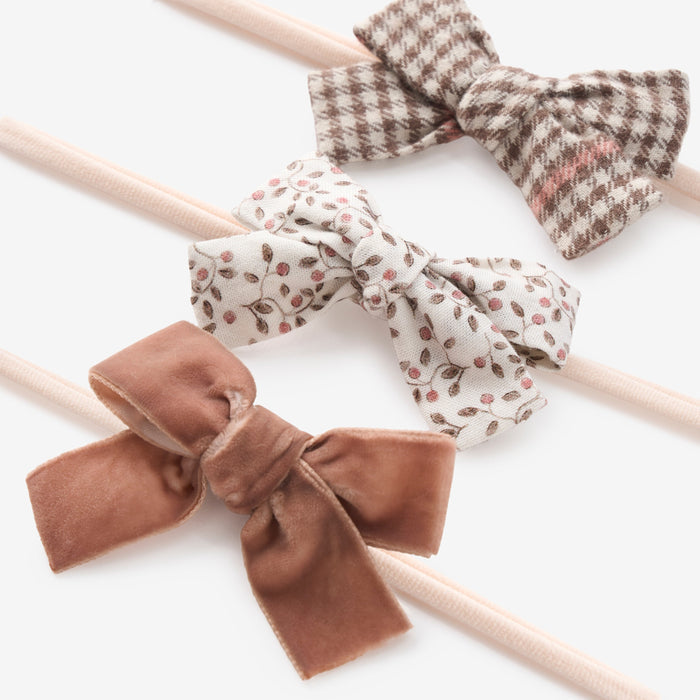 Plaid, Berry, & Velvet Bow Headband Set 3 pk