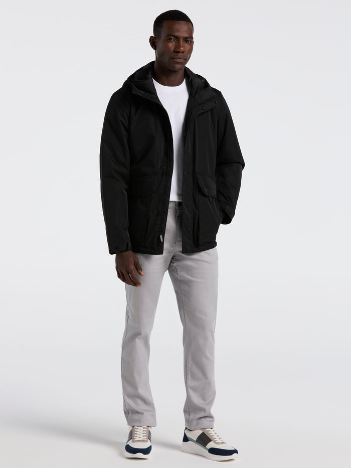 Plainweave Insulated Hooded Jacket (Black)