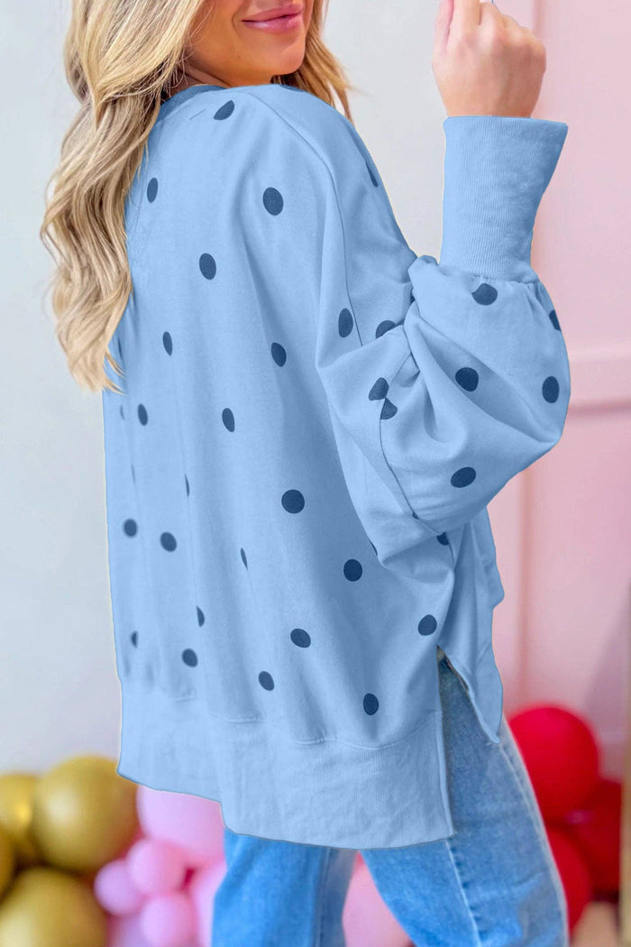 Polka Dot Oversized Sweatshirt Womens Casual Pullover