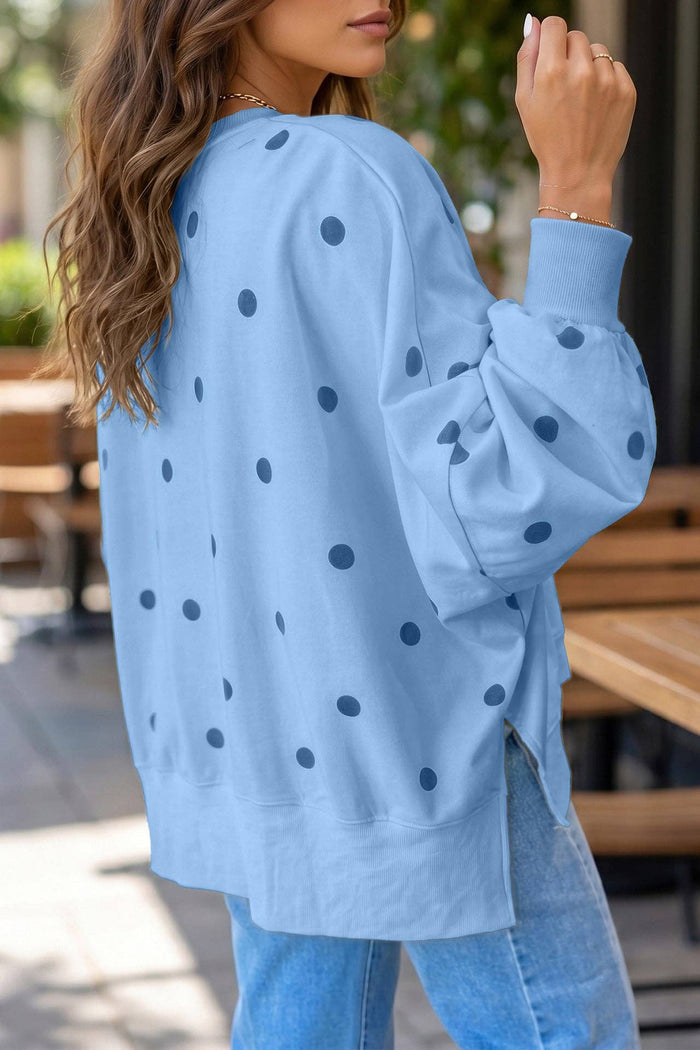Polka Dot Oversized Sweatshirt Womens Casual Pullover