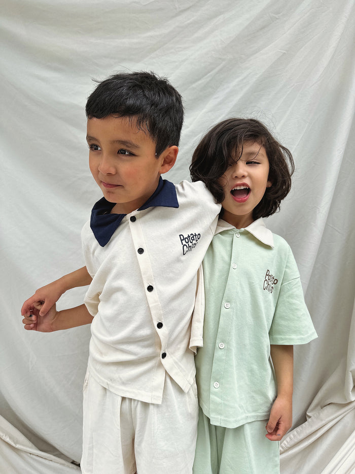 Potato Chips Shirt + Shorts Set Mint - Sun Peony Coconut