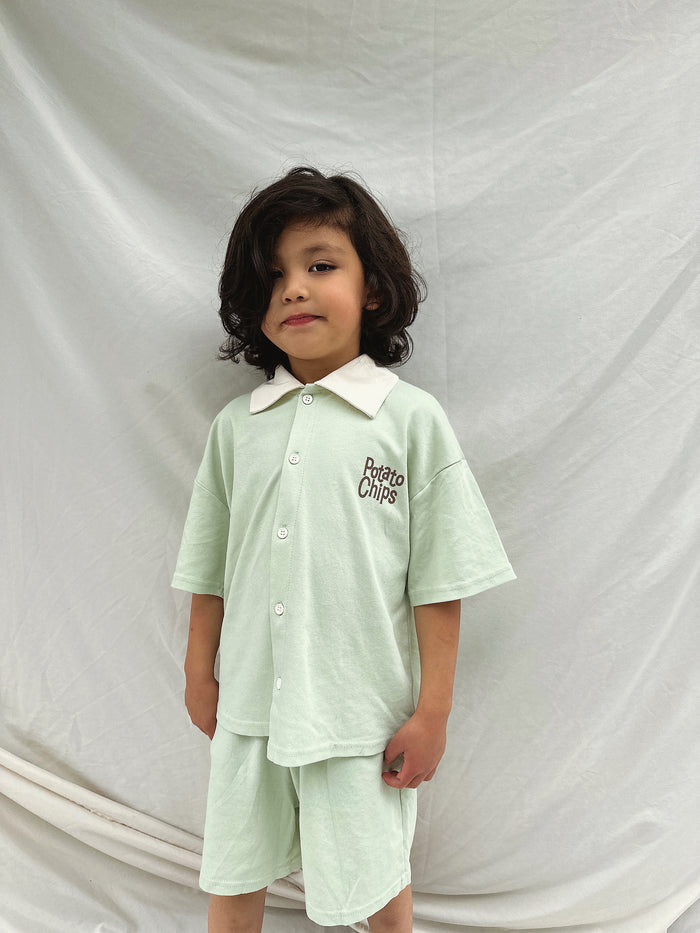 Potato Chips Shirt + Shorts Set Mint - Sun Peony Coconut