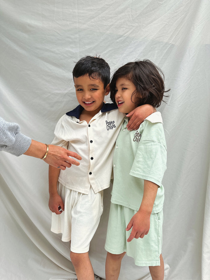Potato Chips Shirt + Shorts Set Mint - Sun Peony Coconut