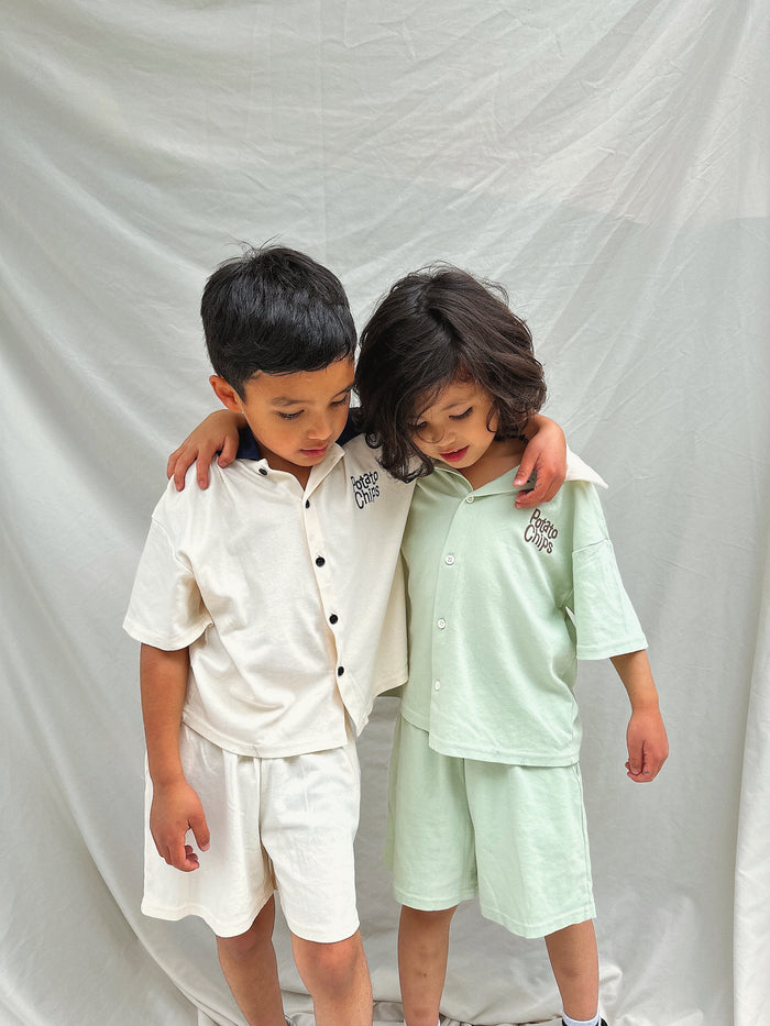 Potato Chips Shirt + Shorts Set White - Sun Peony Coconut