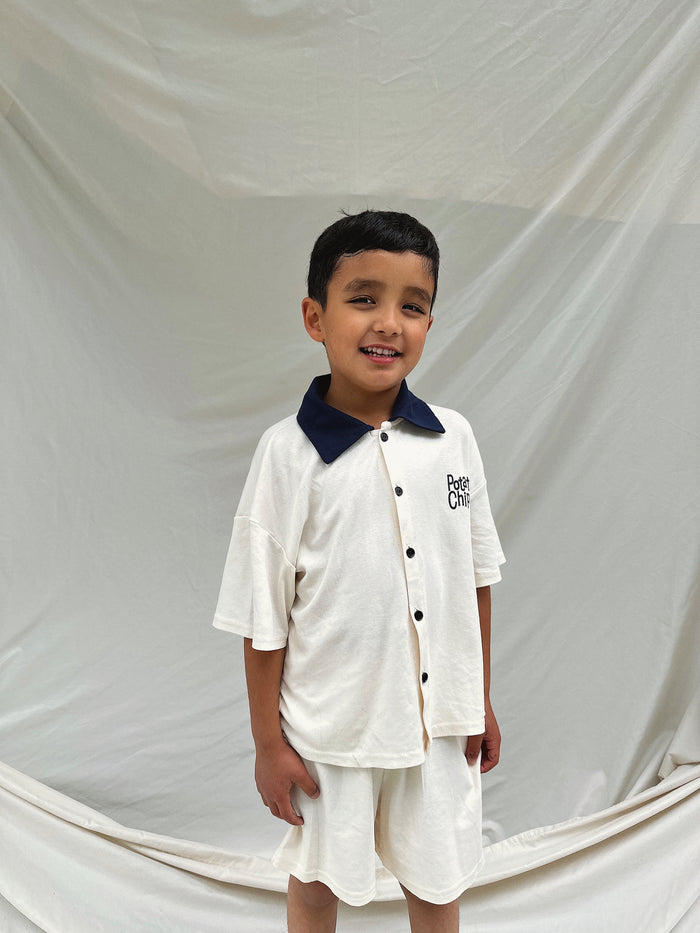 Potato Chips Shirt + Shorts Set White - Sun Peony Coconut