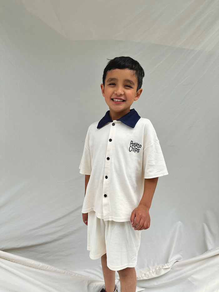 Potato Chips Shirt + Shorts Set White - Sun Peony Coconut