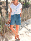 Printed Letter Casual Short Sleeve Set