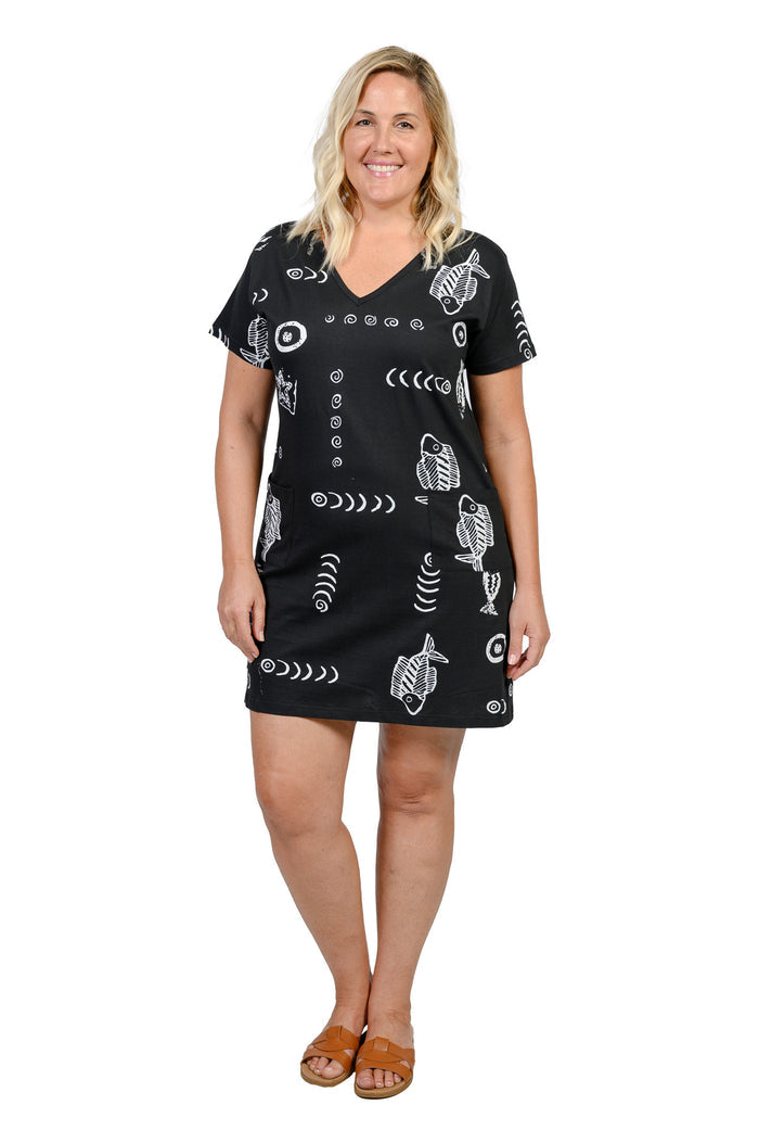 Printed V-neck Dress