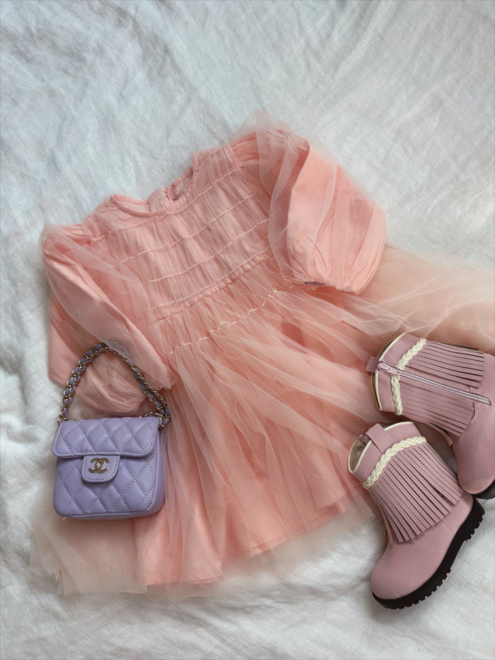 Riley Girly Dress Cherry Blossom - Sun Peony Coconut