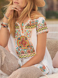 Romantic Idyllic Floral Bohemian Print Top