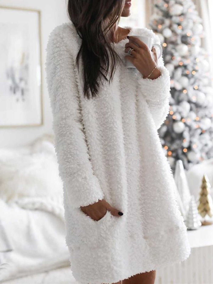 Round Neck Cotton Blend Casual Patchwork Dresses