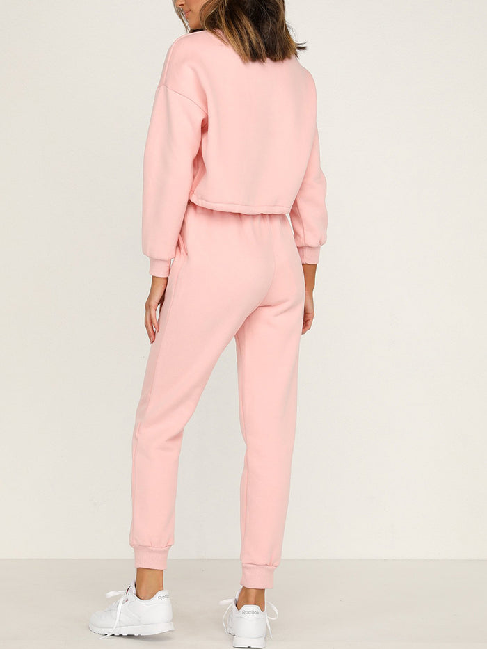 Round Neck Long Sleeve Sweatshirt Suit
