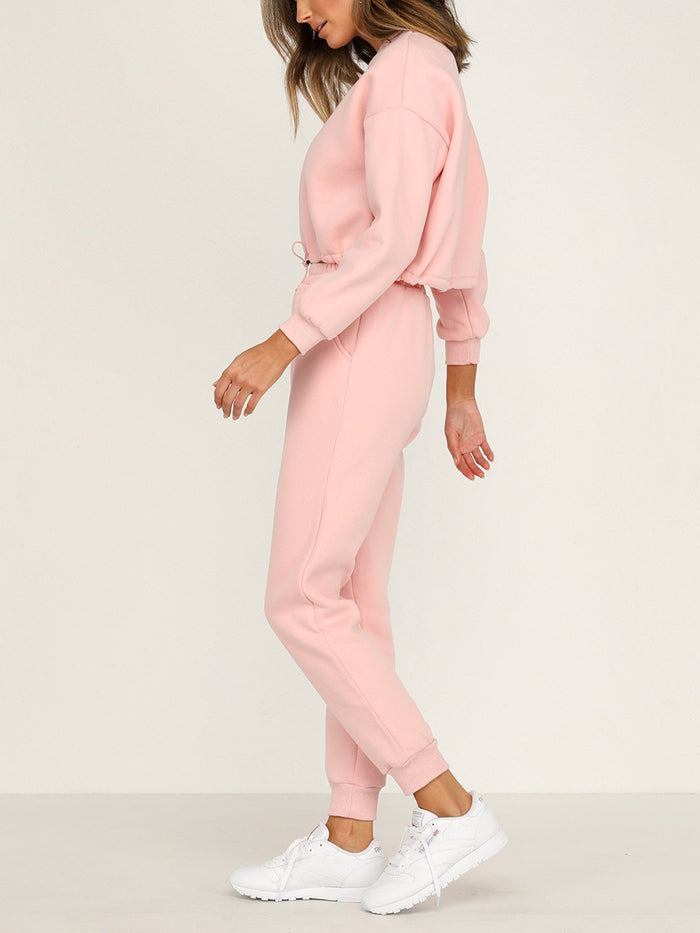 Round Neck Long Sleeve Sweatshirt Suit
