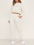 Round Neck Long Sleeve Sweatshirt Suit