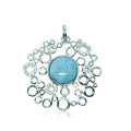 S. Silver and Larimar Circle Bubbles CZ Pendant - 10 mm