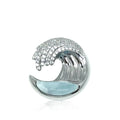 S. Silver and Larimar CZ Wave Pendant - 17 mm
