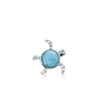 S. Silver and Larimar Honu Round CZ Pendant - 9 mm