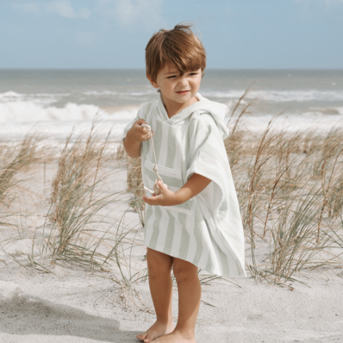 Sage Cabana Stripe Terry Poncho