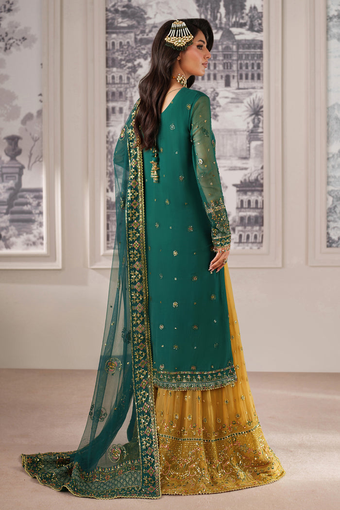 Savena by NAQSHI back view showing detailed embroidery and delicate pearl-tassel embellishments