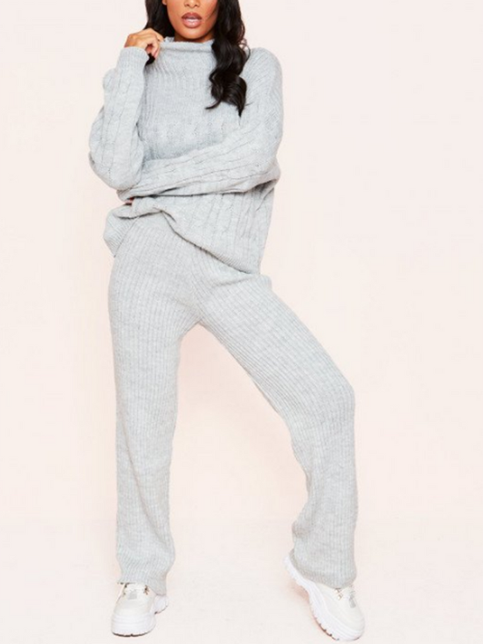 Serena Grey Cable Knit Co-Ord Set