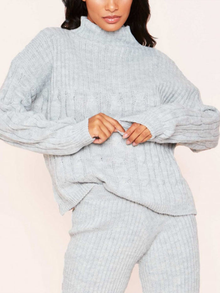 Serena Grey Cable Knit Co-Ord Set