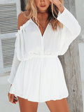 Sexy Elegant V-Neck Long Sleeve Top and Shorts Set