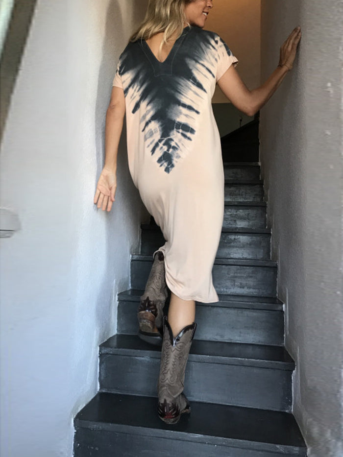 Short Sleeve Printed Casual Dress