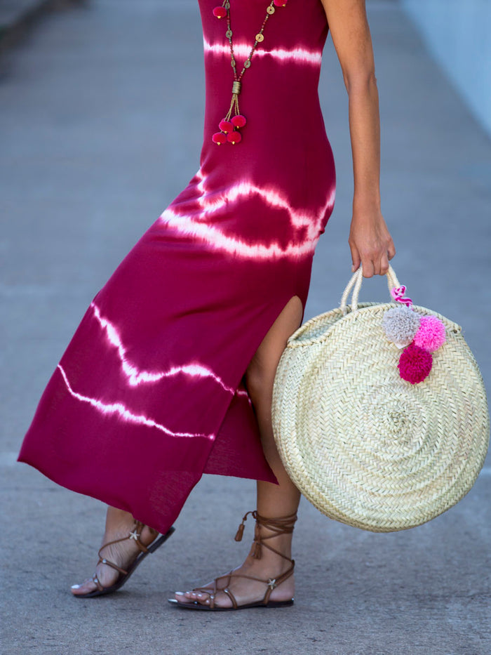 Short Sleeve Round Neck Tie-dye Casual Maxi Dress