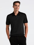 Short Sleeve Zip Polo Shirt (Dark Black Htr)