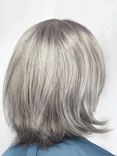 Silver Grey Air bangs Shoulder Short Synthetic Wigs