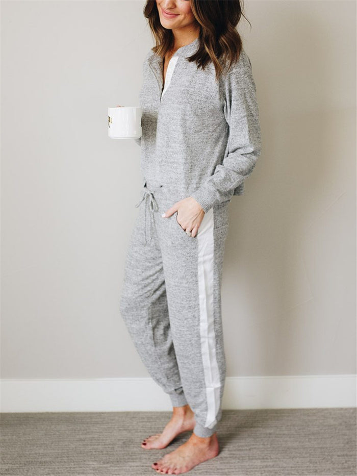 Simple And Comfortable Casual Loose Top Pants Suit