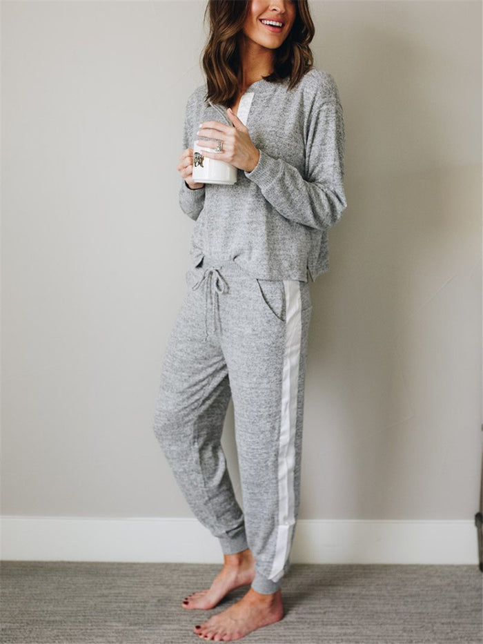 Simple And Comfortable Casual Loose Top Pants Suit