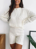 Simple Casual Loose Loungewear Knitted Suit