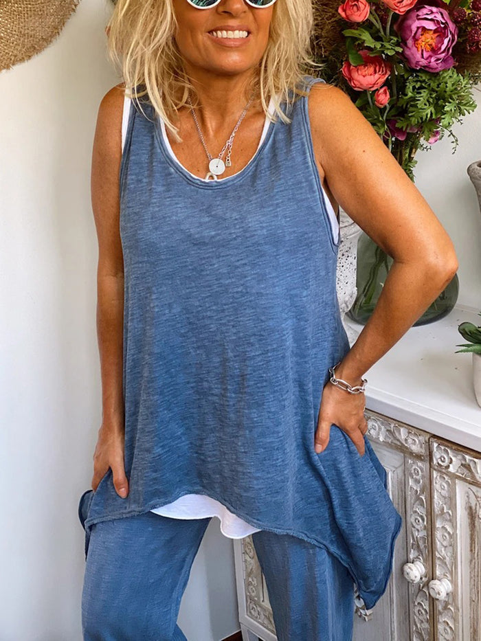 Simple Casual Loose Top Pants Set
